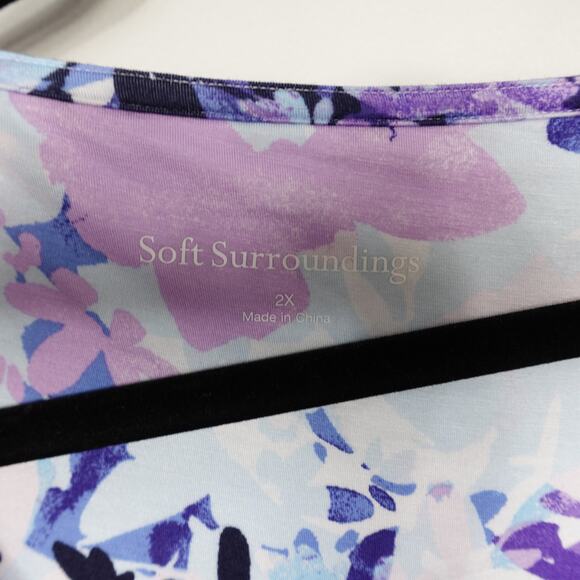 Soft Surroundings Vivienne Purple Blue Floral Maxi 1/2 Sleeve Dress New Plus 2X - Picture 8 of 12